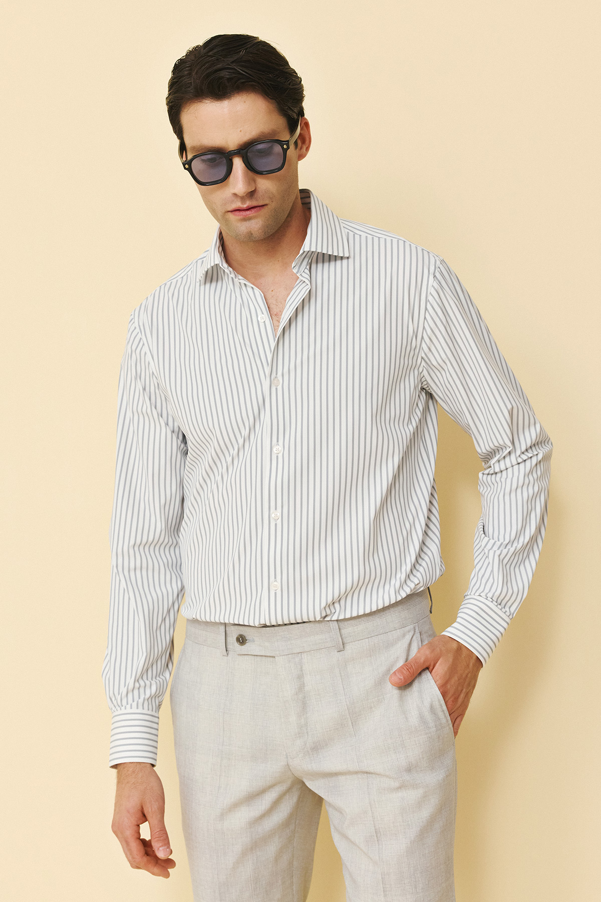 Guy Laroche Πουκάμισο Slim Fit σε WHITE-GREY Χρώμα - Image 6