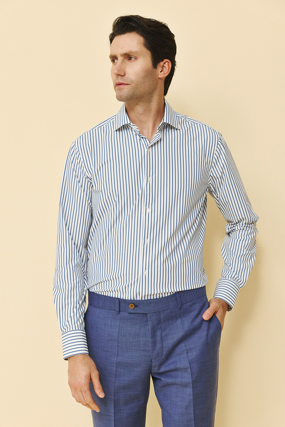 Guy Laroche  Πουκάμισο Slim Fit σε  WHITE-BLUE Χρώμα