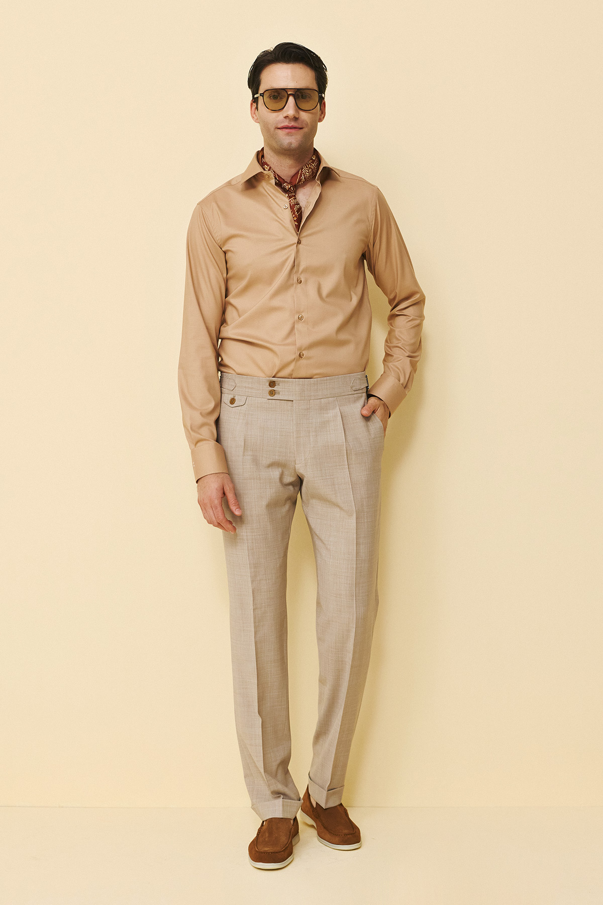Bizzaro Παντελόνι με Μία Πιέτα 098R σε Slim Εφαρμογή, σε Beige Χρώμα