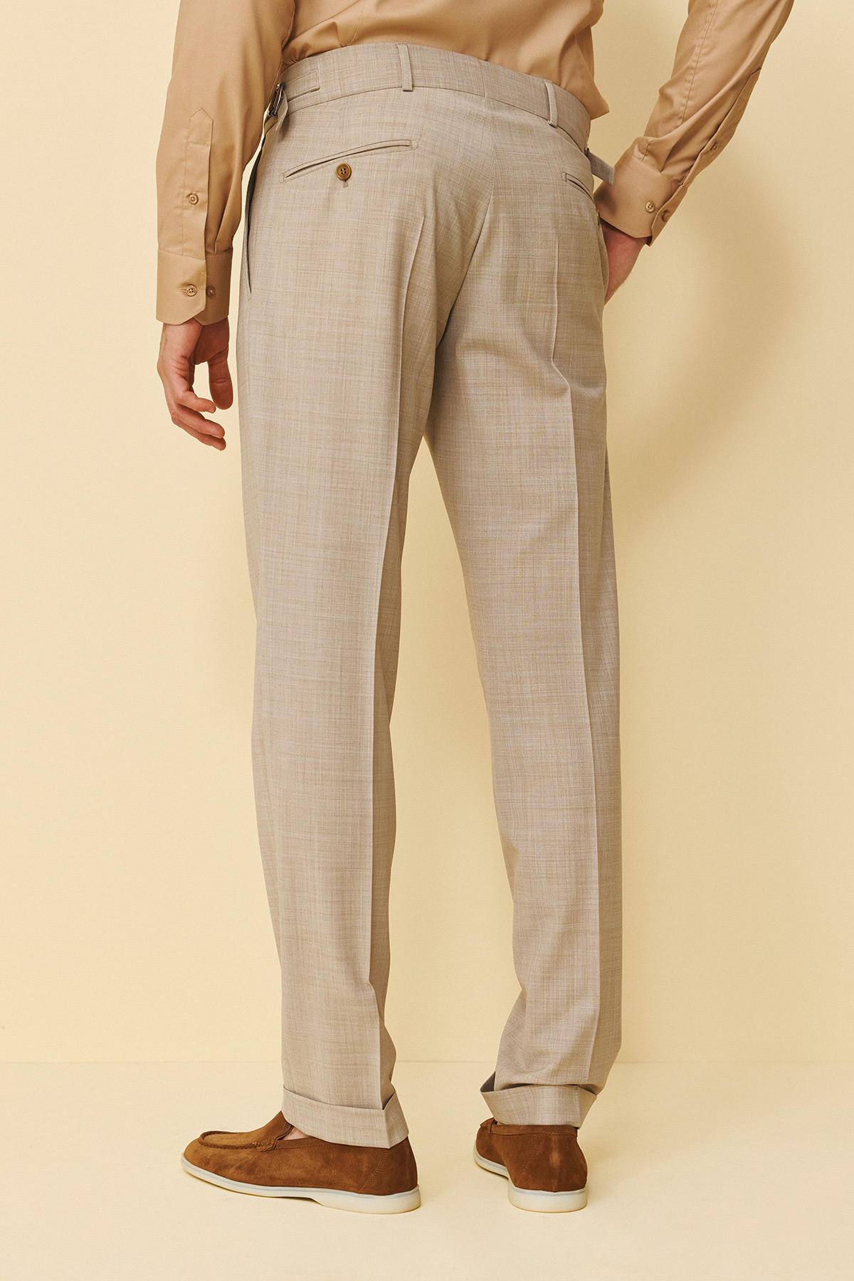 Alternative view of Bizzaro Παντελόνι με Μία Πιέτα 098R σε Slim Εφαρμογή, σε Beige Χρώμα