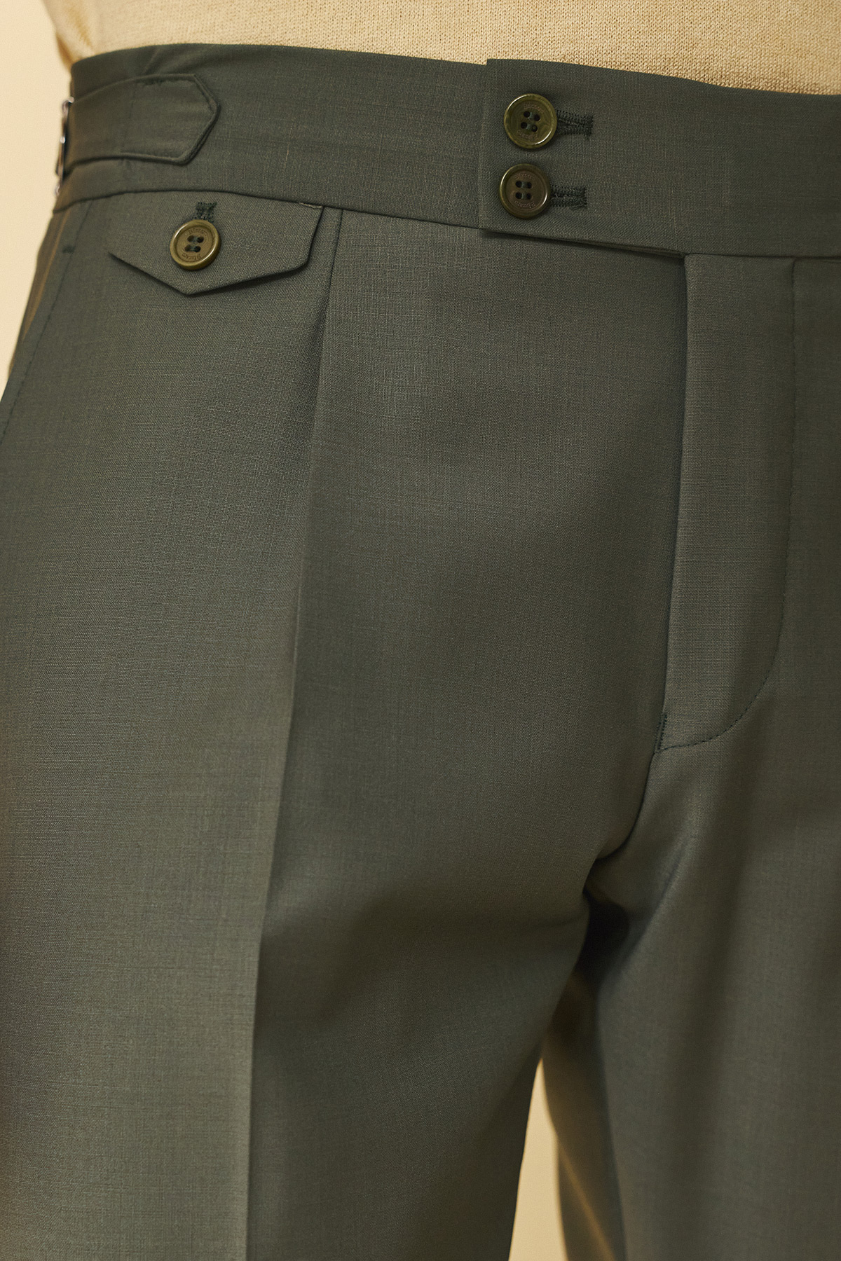 Bizzaro Παντελόνι με Μία Πιέτα 096R σε Slim Εφαρμογή, σε Green Χρώμα - Image 3
