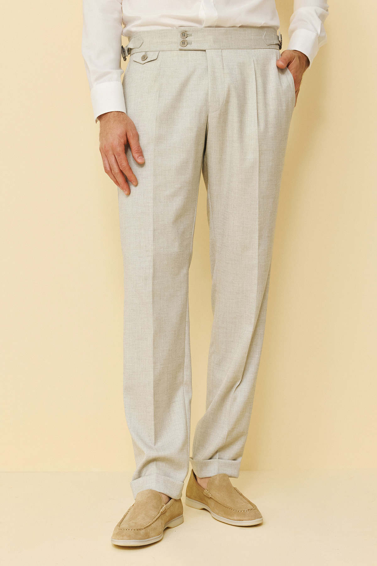Bizzaro Παντελόνι με Μία Πιέτα 096R σε Slim Εφαρμογή, σε Beige Χρώμα