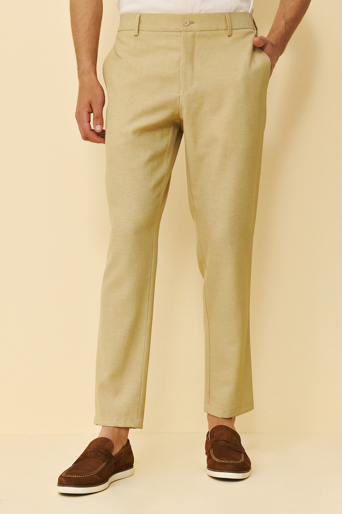 Bizzaro Παντελόνι με Λάστιχο  σε Slim Εφαρμογή, σε Beige Χρώμα