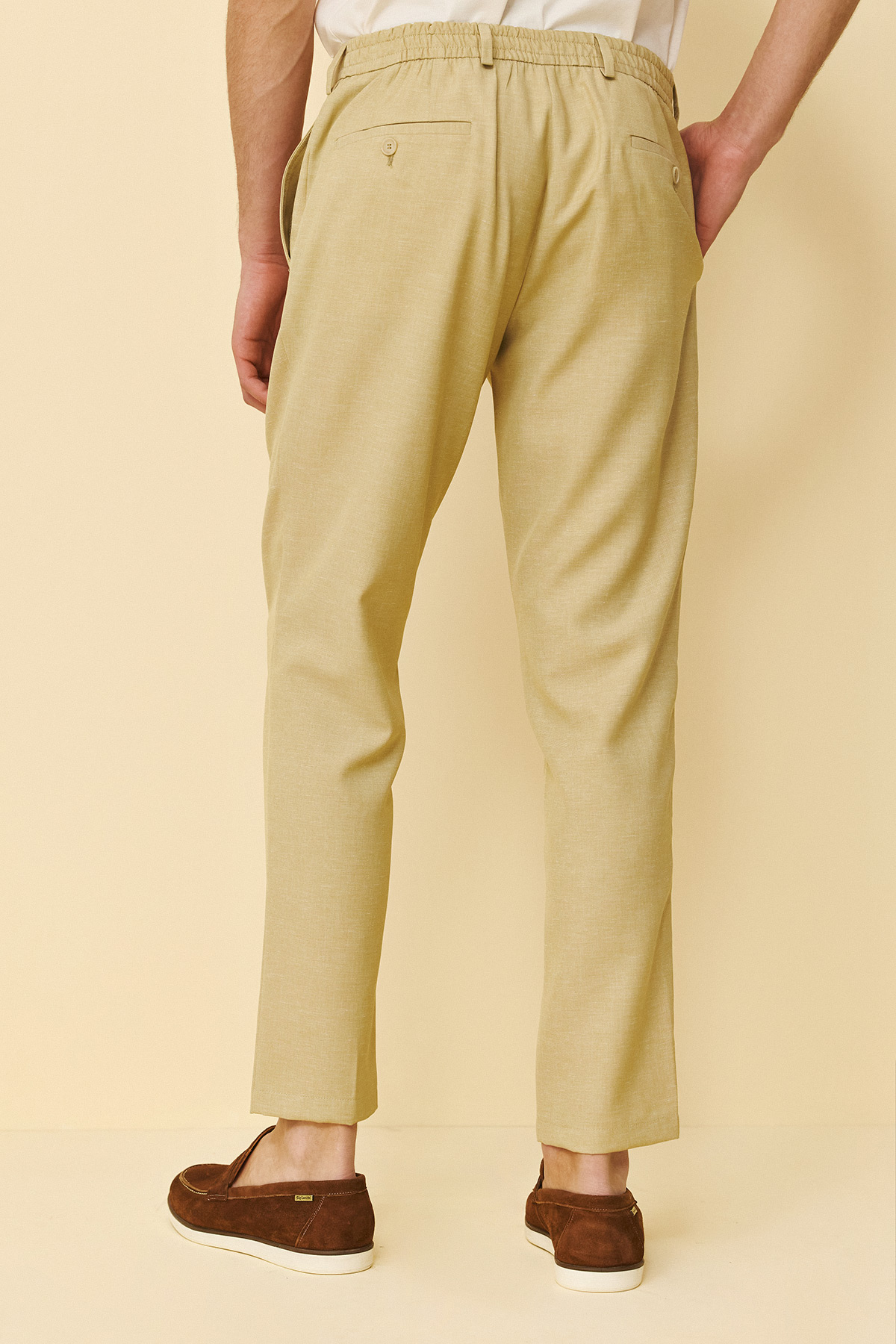 Alternative view of Bizzaro Παντελόνι με Λάστιχο  σε Slim Εφαρμογή, σε Beige Χρώμα