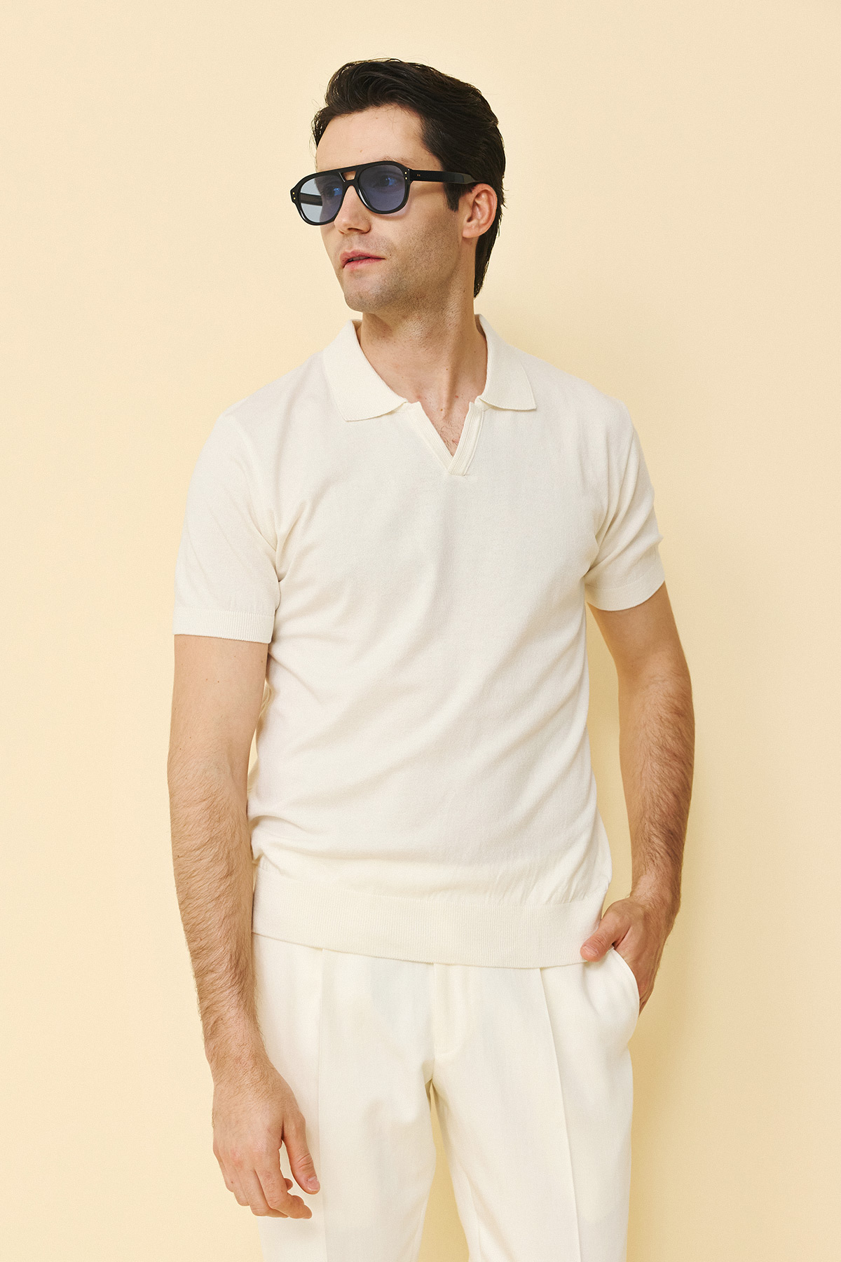 Guy Laroche Κοντομάνικη Μπλούζα T-Shirt πόλο σε Off White Χρώμα