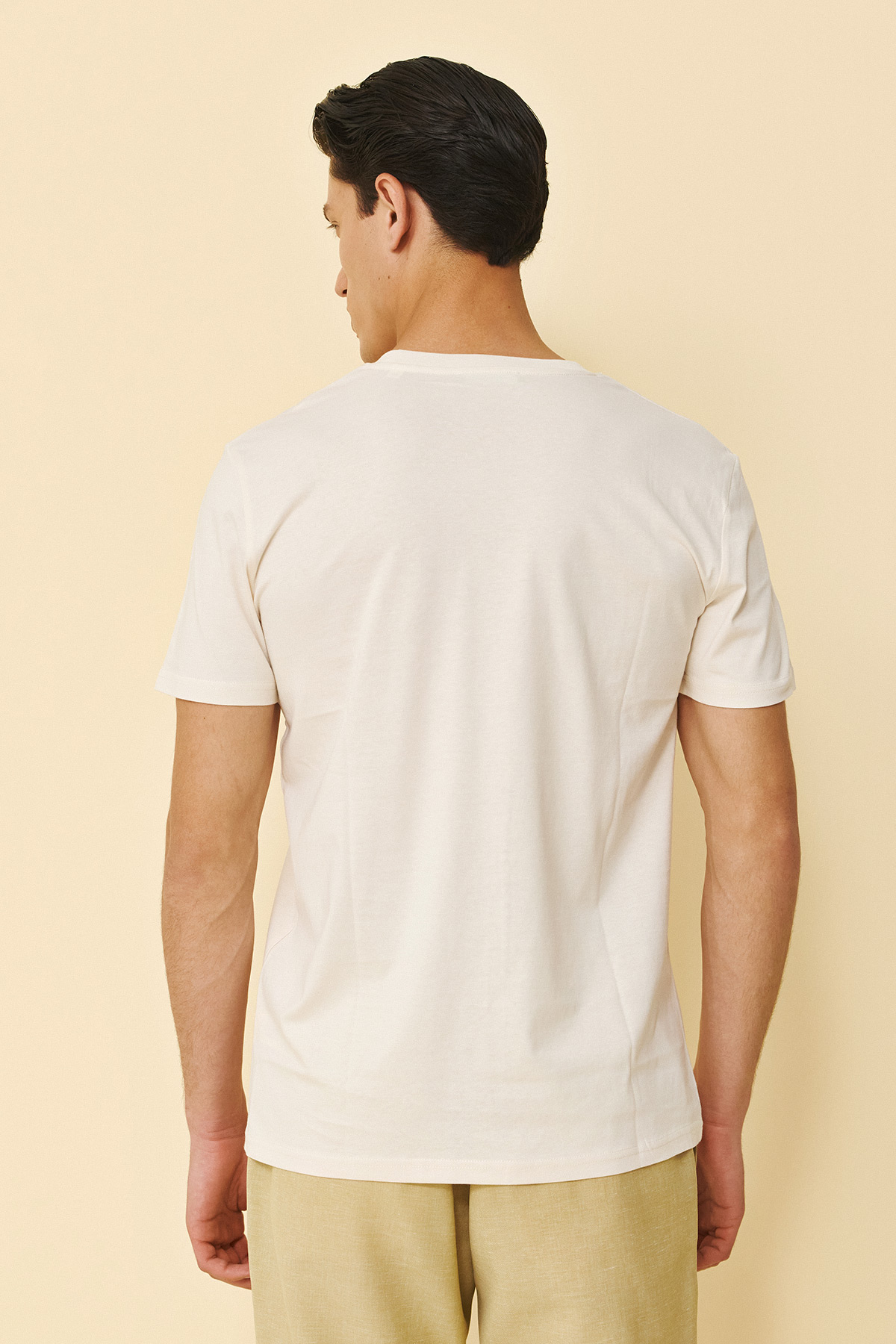 Guy Laroche Βαμβακερή Μπλούζα T-Shirt σε Cream Χρώμα - Image 3